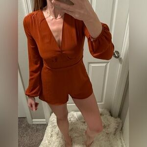 Forever 21 Terracotta Long Sleeve Romper - Size S
